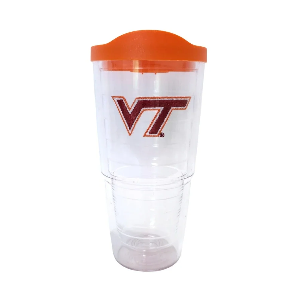 Tervis Virginia Tech Hokies VT Insulated Tumbler 24oz Clear Orange Travel Lid